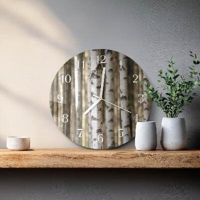 Horloge ronde bouleaux