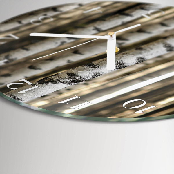 Horloge ronde bouleaux