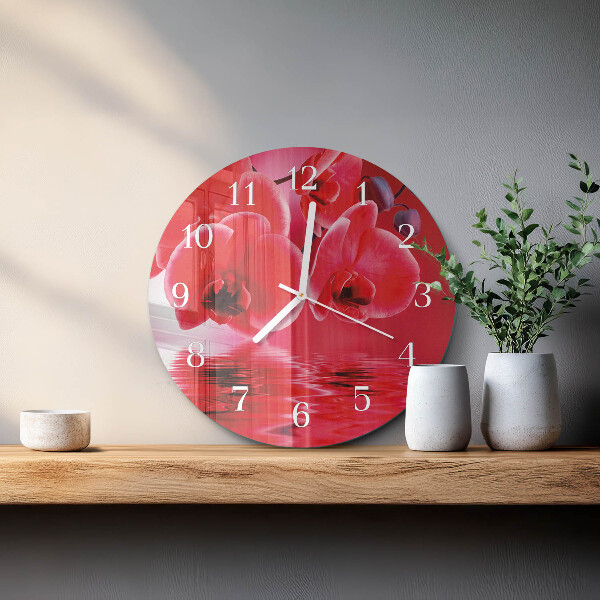 Horloge ronde Orchidée