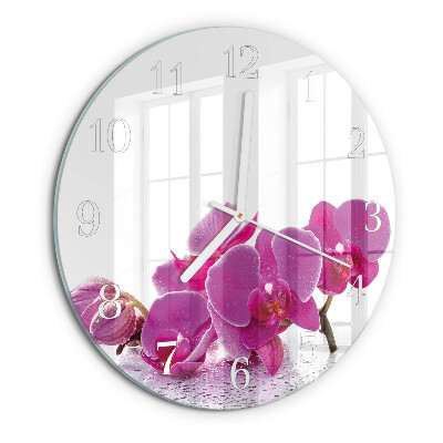 Horloge ronde Orchidée