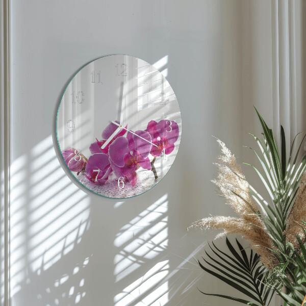 Horloge ronde Orchidée