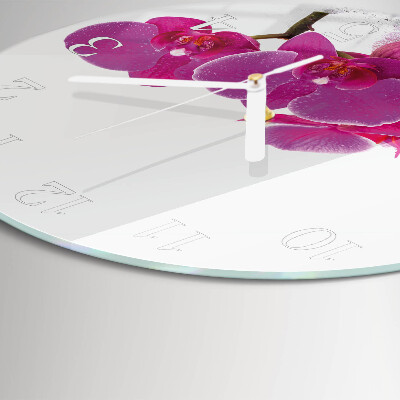 Horloge ronde Orchidée