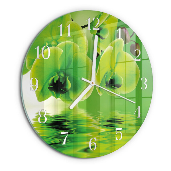 Horloge ronde Orchidée
