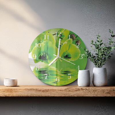 Horloge ronde Orchidée