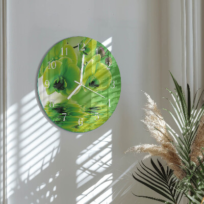 Horloge ronde Orchidée