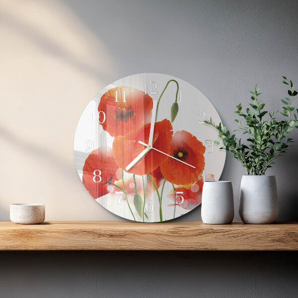 Horloge ronde Coquelicots