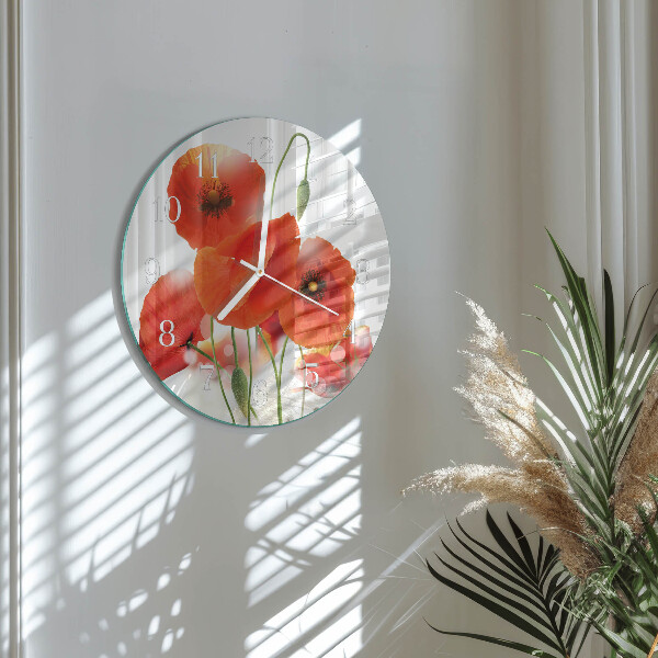 Horloge ronde Coquelicots