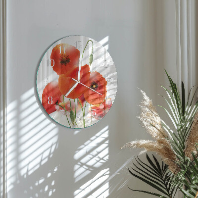 Horloge ronde Coquelicots