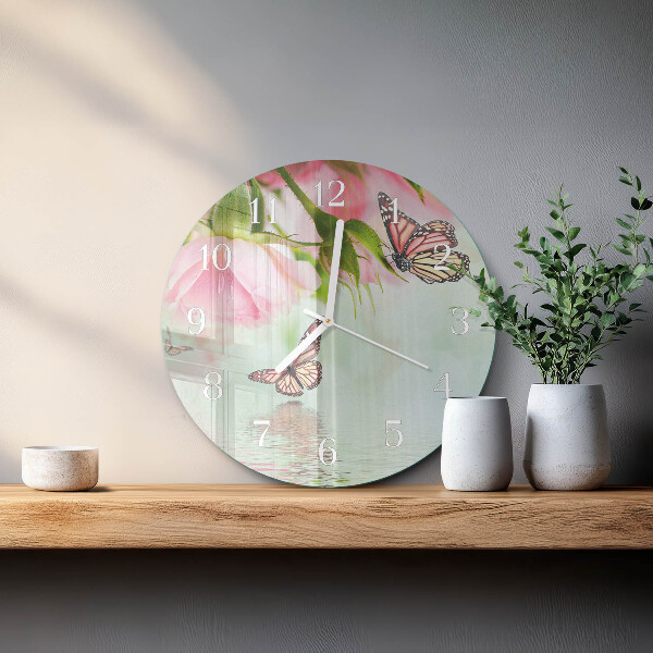 Horloge ronde Papillons