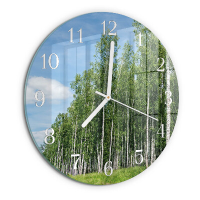Horloge ronde bouleaux