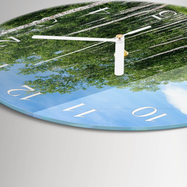 Horloge ronde bouleaux