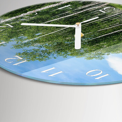 Horloge ronde bouleaux