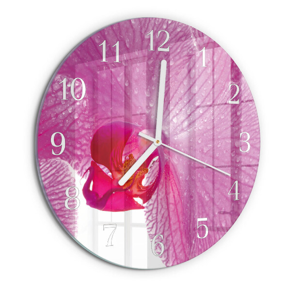 Horloge ronde Orchidée