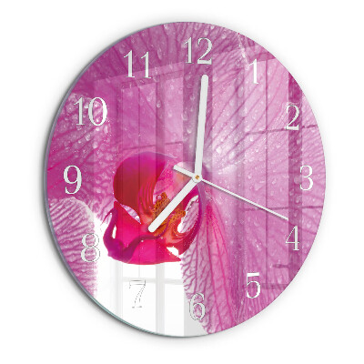 Horloge ronde Orchidée