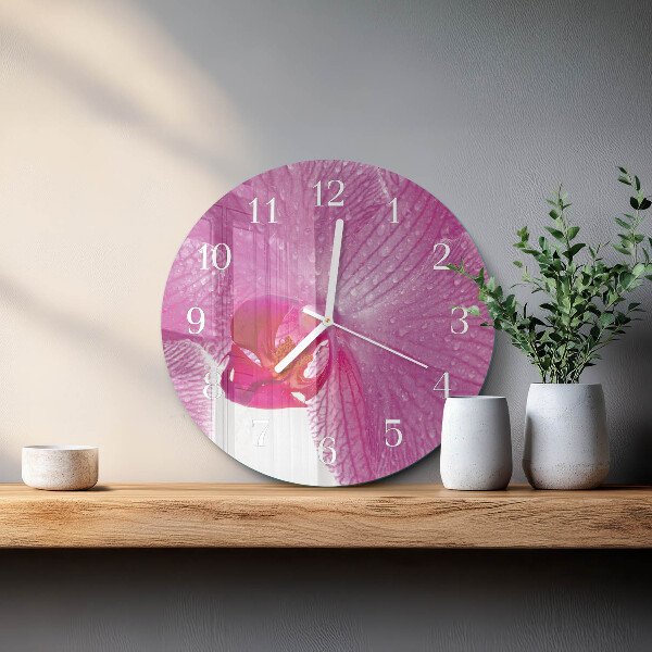 Horloge ronde Orchidée