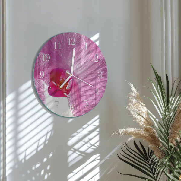 Horloge ronde Orchidée