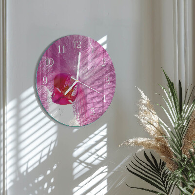 Horloge ronde Orchidée