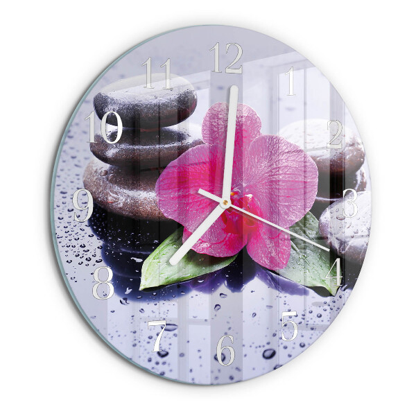 Horloge ronde Orchidée