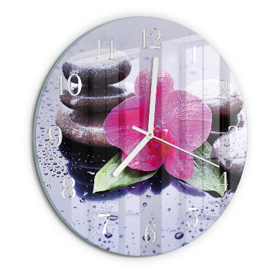 Horloge ronde Orchidée