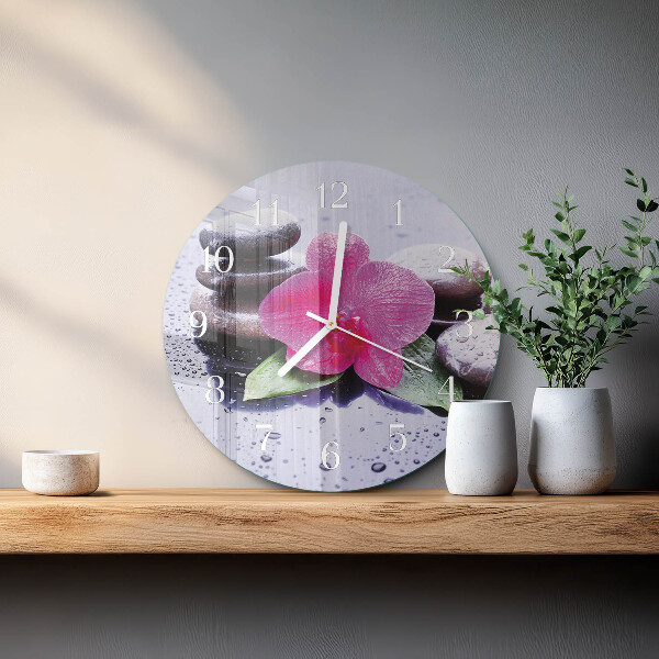Horloge ronde Orchidée