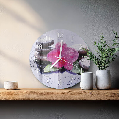 Horloge ronde Orchidée
