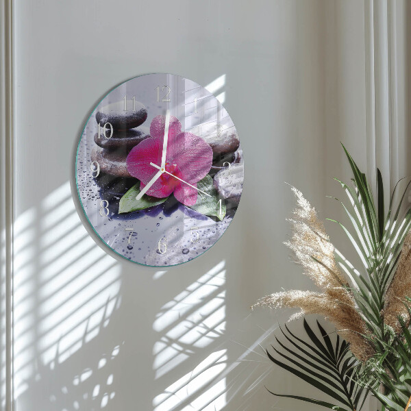 Horloge ronde Orchidée