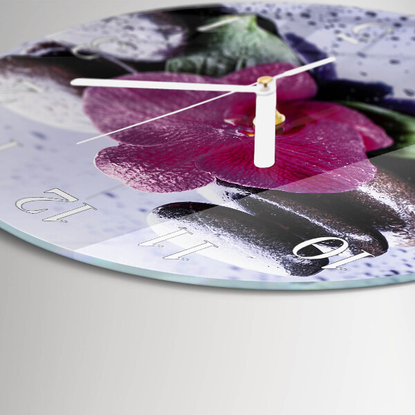 Horloge ronde Orchidée