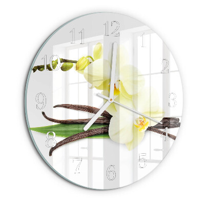 Horloge ronde Orchidée vanille