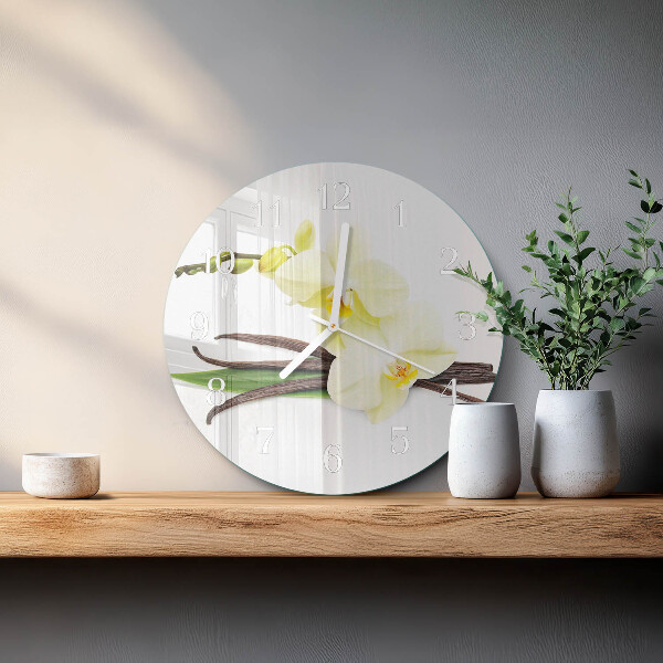 Horloge ronde Orchidée vanille