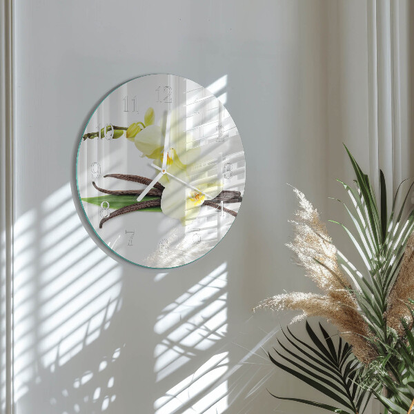 Horloge ronde Orchidée vanille