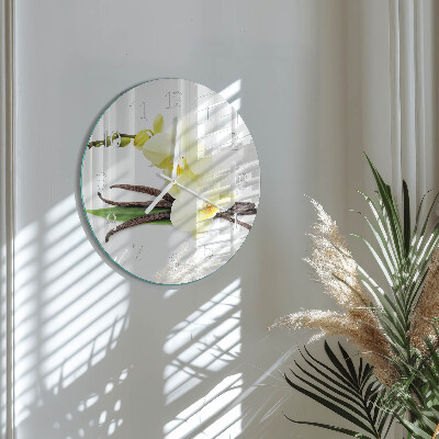Horloge ronde Orchidée vanille