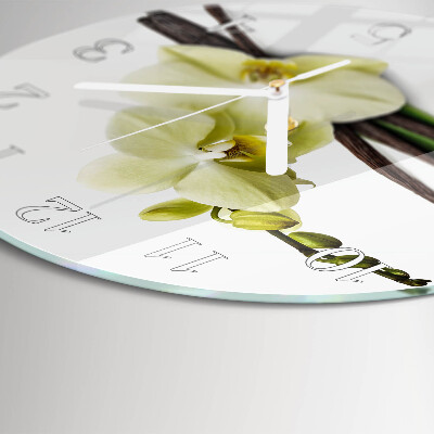 Horloge ronde Orchidée vanille