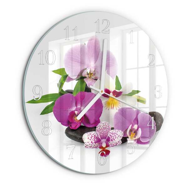 Horloge ronde Orchidée