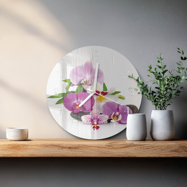 Horloge ronde Orchidée