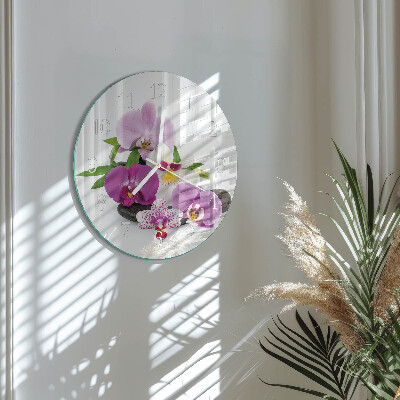 Horloge ronde Orchidée