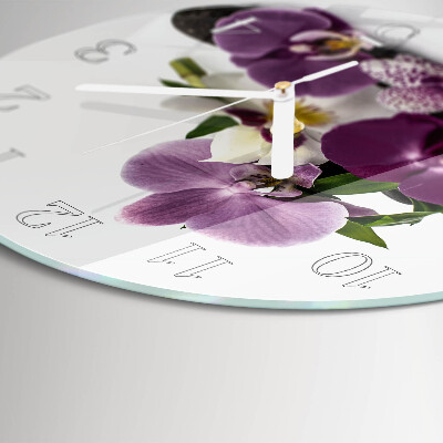 Horloge ronde Orchidée