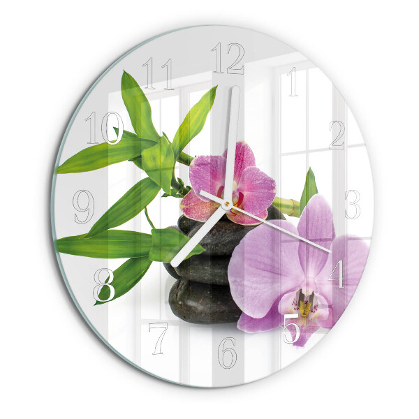 Horloge ronde Orchidée