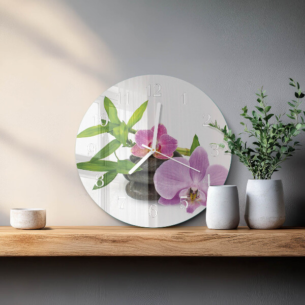 Horloge ronde Orchidée