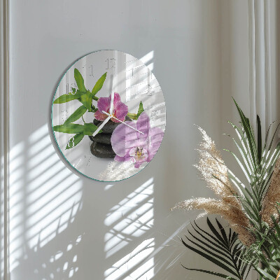 Horloge ronde Orchidée
