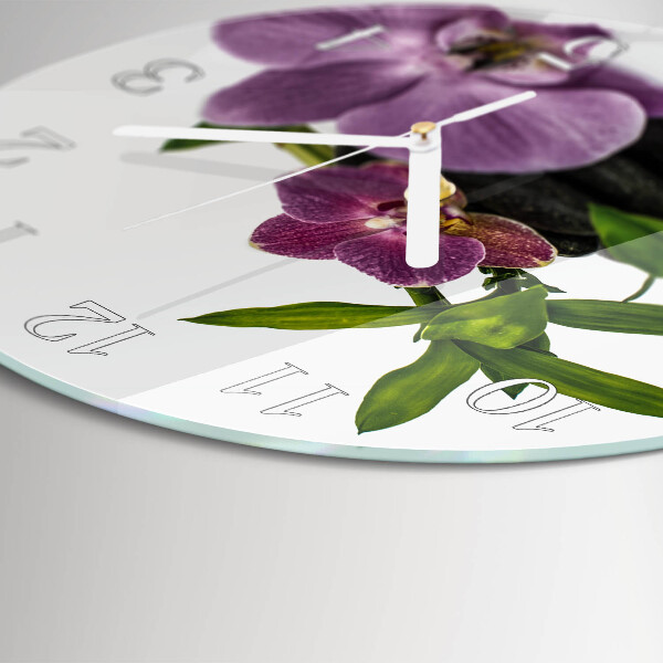 Horloge ronde Orchidée