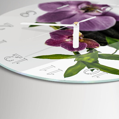 Horloge ronde Orchidée