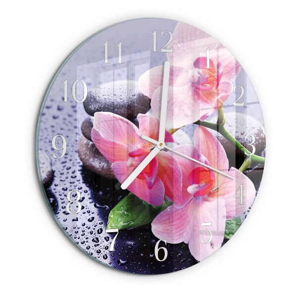 Horloge ronde Orchidée