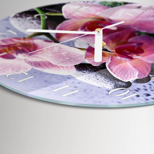 Horloge ronde Orchidée