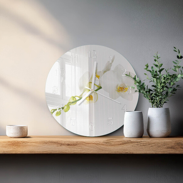 Horloge ronde Orchidée