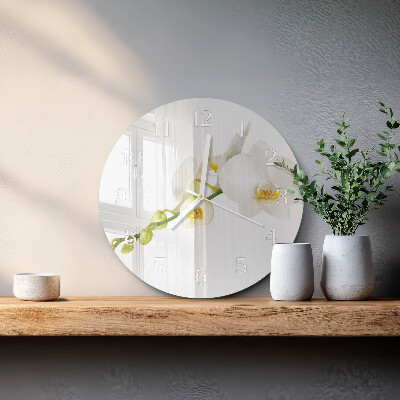 Horloge ronde Orchidée
