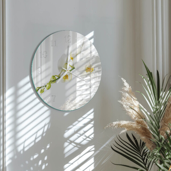 Horloge ronde Orchidée