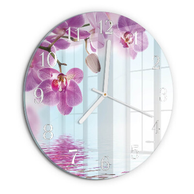 Horloge ronde Orchidée