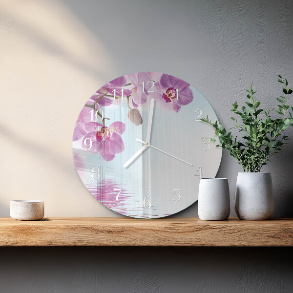 Horloge ronde Orchidée