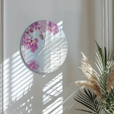 Horloge ronde Orchidée