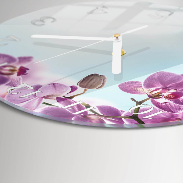 Horloge ronde Orchidée